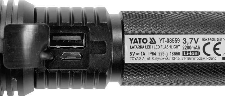 Latarka akumulatorowa Yato 10 w 900 lm ip 64 YT-08559 (5906083073618) - obraz 6