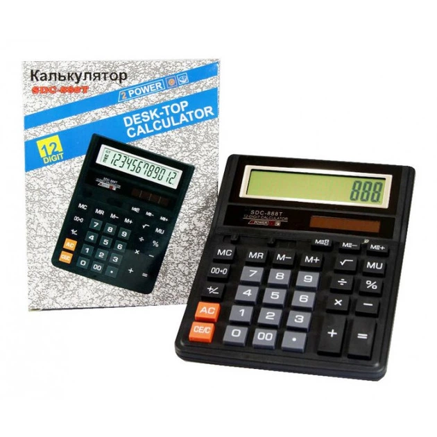 Калькулятор настольный SDC-888T бухгалтерский черный - Фото 2 Калькулятор настольный SDC-888T бухгалтерский черный - изображение 2