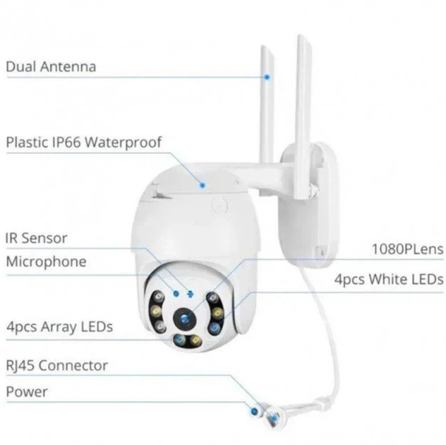 Камера видеонаблюдения уличная PTZ WiFi Outdoor Camera ICSEE 5MP Белый - изображение 4