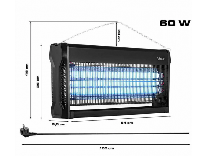 Инсектицидная лампа уничтожитель насекомых VAYOX IKL-60W 60 Вт до 300 кв. м (SHiz16844) - изображение 3