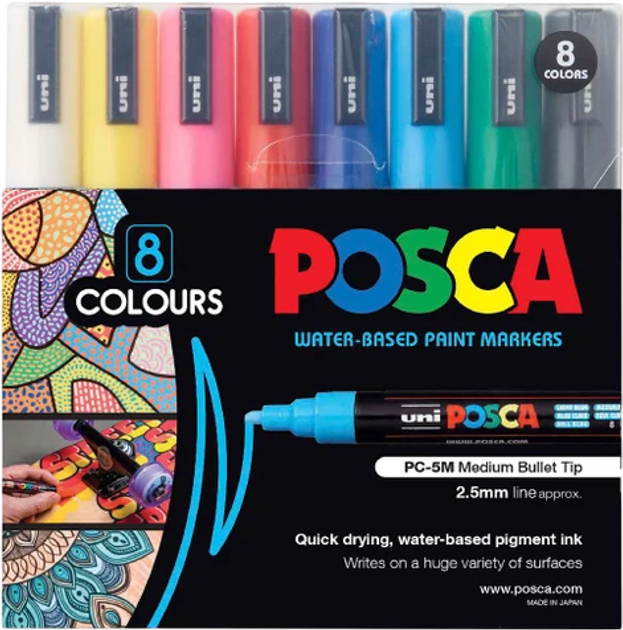 Zestaw markerów Uni Posca dekoracyjne z farbą 8 szt (4902778154151) - obraz 1