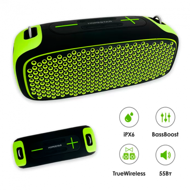 Бездротова акумуляторна Bluetooth 5.0 колонка Bass Boost бумбокс 55W Hopestar A30 - зображення 2