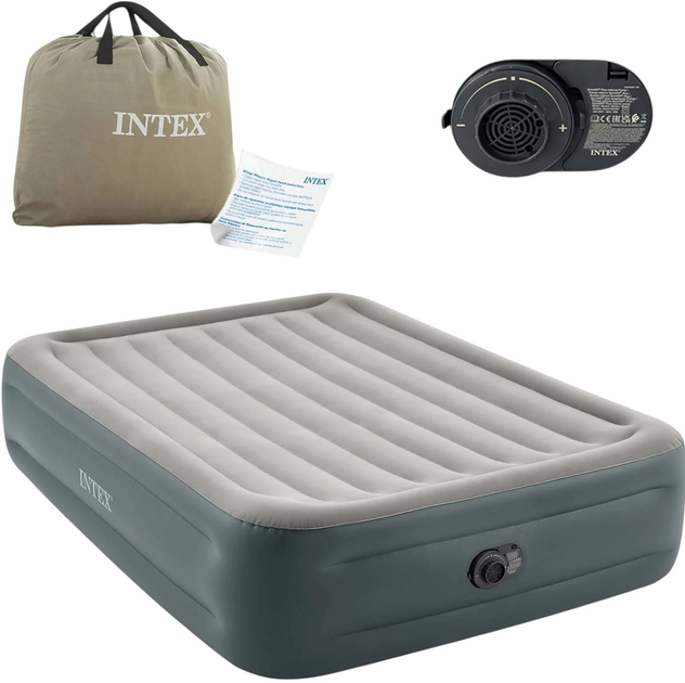 Materac dmuchany Intex 203 x 152 x 46 cm z wbudowaną pompką elektryczną 64126ND (6941057423463) - obraz 1