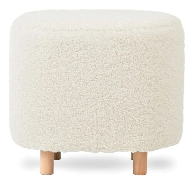 Pufa HOMLA ALDA w tkaninie Teddy 50 x 40 x 44 cm beżowa ALL 828794 (5904183828794) - obraz 2