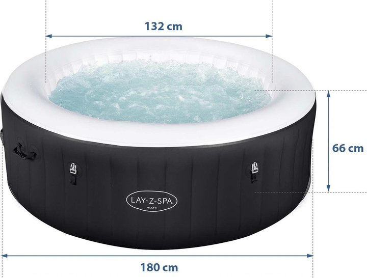 Надувне джакузі-басейн Bestway 180 x 66 см 4-місне 60001 Lay-Z Miami (6942138975796) - зображення 6