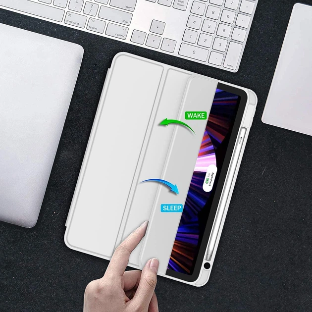 Силиконовый чехол обложка + Pencil Direct Charge + Pencil Holder BBM1 для iPad Pro 12.9" 2020/2021/2022/Air 13" 2024(M2)/2025(M3)/2026(M4) Серый - изображение 5