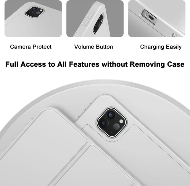 Силиконовый чехол обложка + Pencil Direct Charge + Pencil Holder BBM1 для iPad Pro 11" 2024 (M4)/2025(M5) Серый - изображение 6