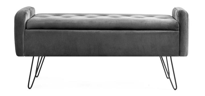 Банкетка Homla VENLO велюрова 100 x 39 x 45 см сіра (5902869944585) - зображення 3