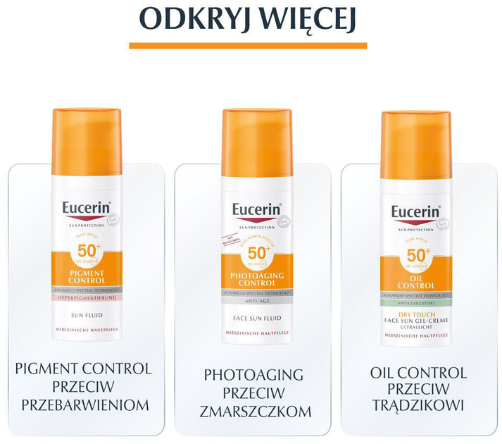 Fluid przeciwsłoneczny Eucerin Sun protection Medium SPF50+ 50 ml (4005800357404) - obraz 6