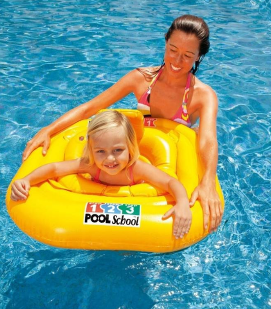 Надувний пліт дитячий від 1 до 2 років Pool School Intex 79x79см помаранчевий (IND-56587) - зображення 5