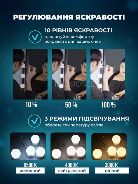 Подсветка для зеркала Mirror lights-meet different на 10 LED лампочек 3DTOYSLAMP - изображение 5