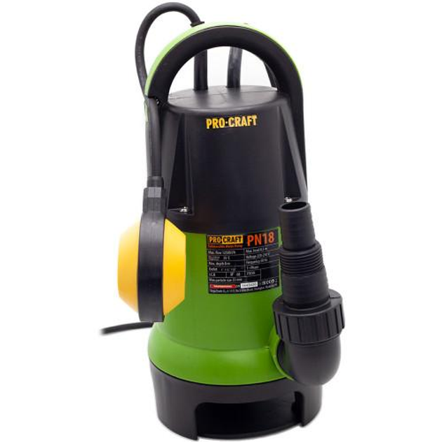 Дренажно-фекальний насос Procraft PN18 (0,75 кВт, натиск 8,5 м, 12500 л/год) - зображення 2