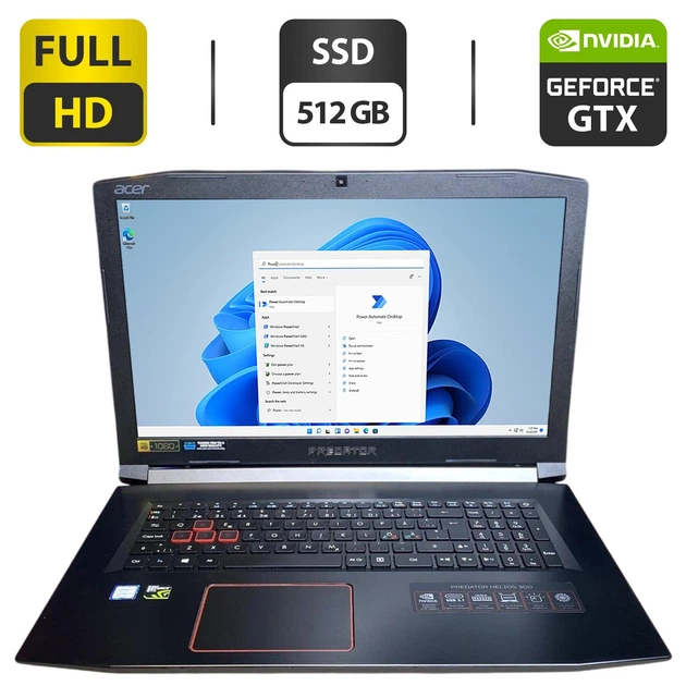 Portátil Gaming ACER Predator Helios 300 (Outlet Grade A - Intel Core i7-8750H - NVIDIA GeForce GTX 1050 Ti - RAM: 8 GB - 256 GB SSD - 15.6