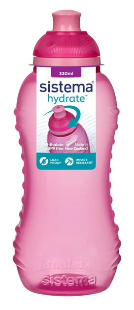 Butelka na wodę Sistema Twist ‘n’ Sip różowa 330 ml (9414202127914) - obraz 1