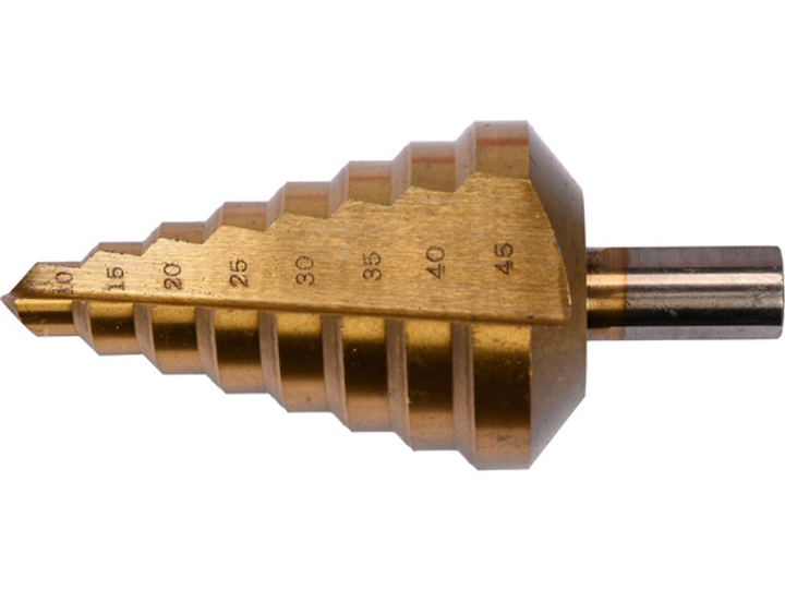 Wiertło stopniowe do metalu z powłoką tytanową YATO HSS-TiN 10-45 mm (YT-44742) - obraz 2