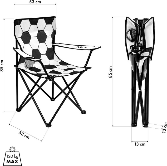 Крісло туристичне Nils Camp NC3303 White-Black (5908261680878) - зображення 6