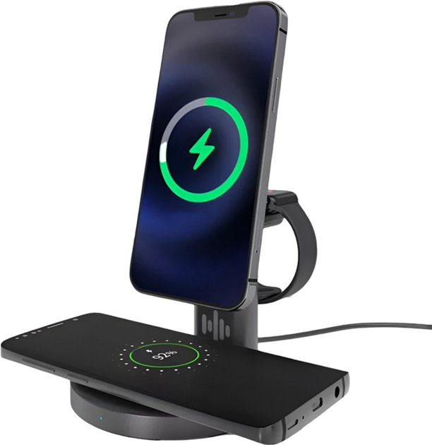 Бездротовий зарядний пристрій Soundliving 3-in-1 Wireless Charger Black (5745000684298) - зображення 2