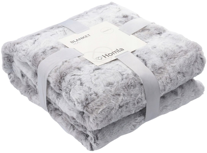 Ковдра Homla Mart зі штучного кролячого хутра 150 x 200 см Сіра (5904183801544) - зображення 2
