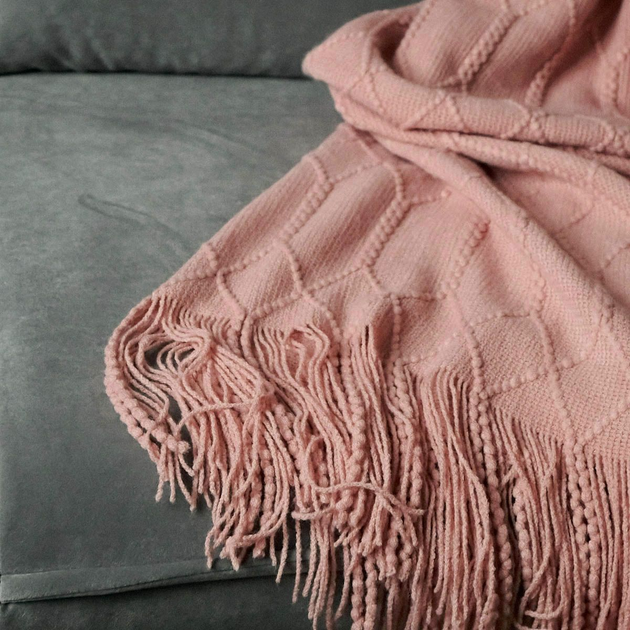 Koc Homla Loop w splot kulkowy 130 x 170 cm Różowy (5904183812885) - obraz 5