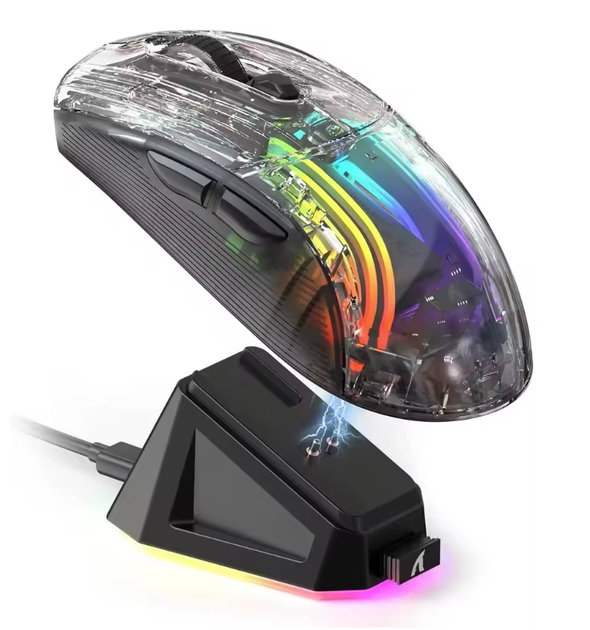 Мышь беспроводная игровая Attack Shark X2 PRO безшумная с зарядной базой 2,4G+Bluetooth Black - изображение 3