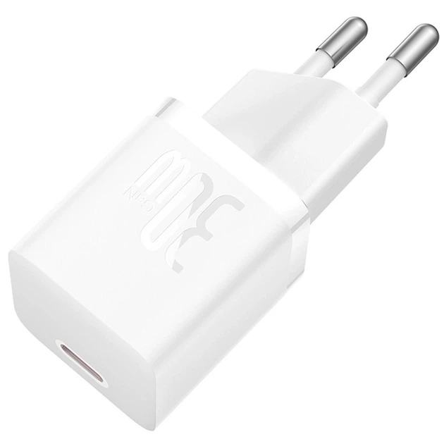 Сетевое зарядное устройство Baseus GaN5 Fast Charger (mini) 30W (1USB-C) + кабель Type-C to Type-C (P10110902) (Moon White) (218995) - изображение 3