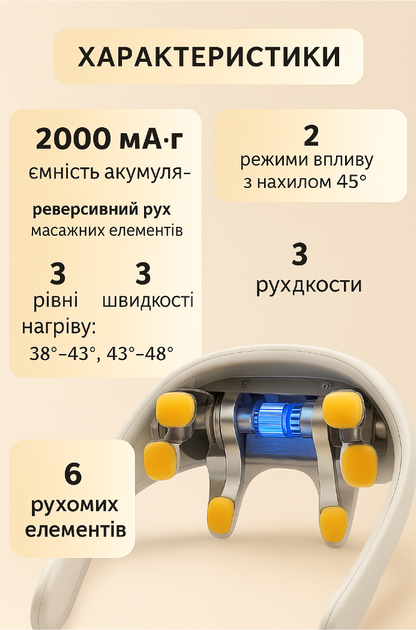 Електричний масажер для шиї спини тіла бездротовий електромасажер з інфрачервоним підігрівом (сірий) - зображення 5