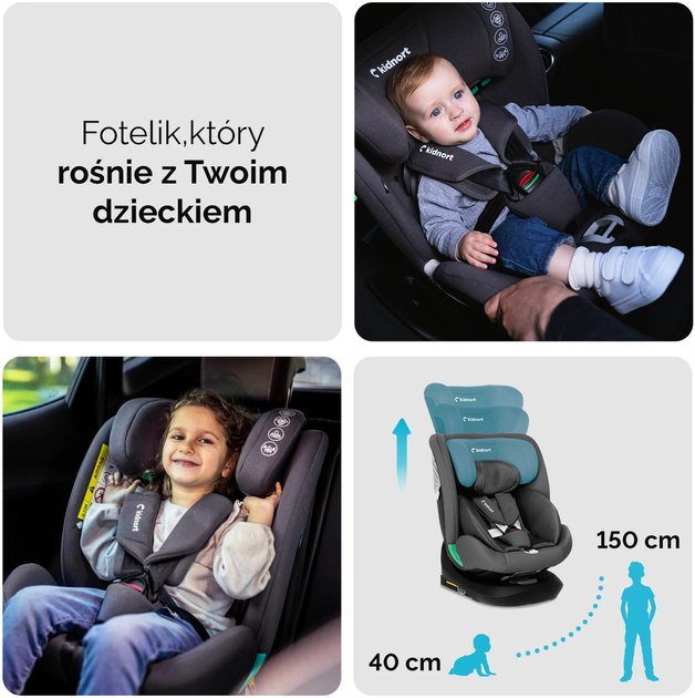 Автокрісло Kidnort Radjur DK-080537 40-150 см темно-сіре (5902983624851) - зображення 9