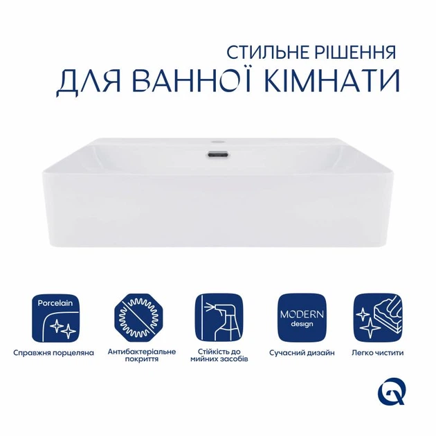 Раковина підвісна прямокутна Qtap Nando LT біла з донним клапаном для ванної кімнати сантехніка (600674) - зображення 9