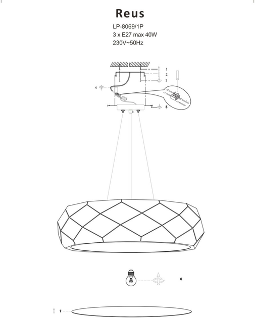 Lampa wisząca Light Prestige Reus 3xE27 Gold Rose (LP-8069/1P GD) - obraz 4