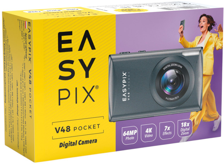 Aparat EasyPix V48 Pocket Grey (4260041686649) - obraz 5