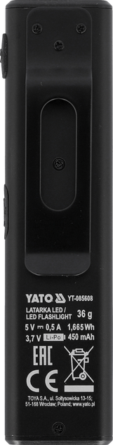 Latarka robocza Yato mini slim 500 lm YT-085608 (5906083114267) - obraz 2