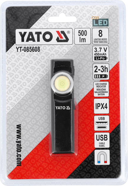 Latarka robocza Yato mini slim 500 lm YT-085608 (5906083114267) - obraz 7