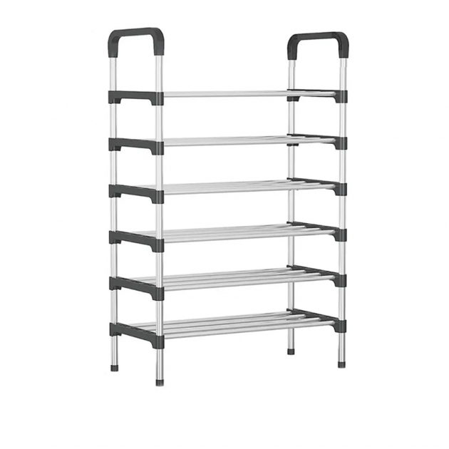 Полиця стійка органайзер для взуття Shoe Rack TW555 6 полиць 118х56х24 см Чорна - зображення 3