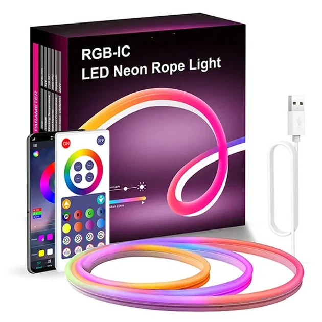 Світлодіодна неонова USB стрічка з керуванням від телефону SFK-11 Bluetooth RGB 5м - зображення 2