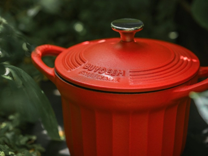 Garnek do gotowania gęsi Buydeem żeliwny emaliowany Koi Red 1.8 l (6950386610147) - obraz 5