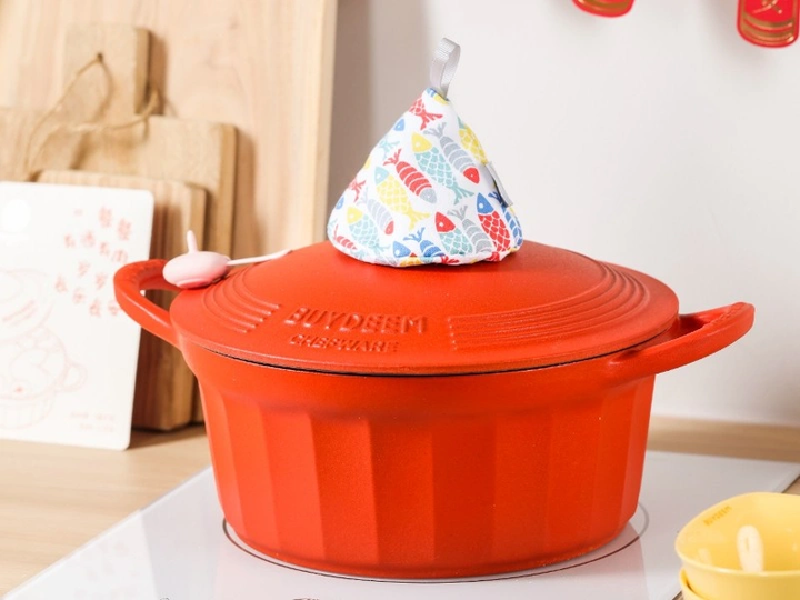 Garnek do gotowania gęsi Buydeem żeliwny emaliowany Koi Red 2.9 l (6950386619232) - obraz 4