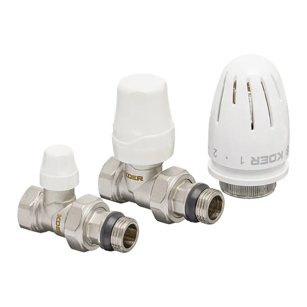 Комплект для подключения радиатора Koer SET-12 - 1/2"x1/2" (прямой) с термоголовкой ВН (KR3177) - Фото 1 Комплект для подключения радиатора Koer SET-12 - 1/2"x1/2" (прямой) с термоголовкой ВН (KR3177) - изображение 1