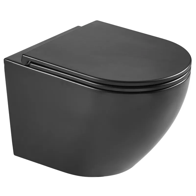 Унітаз підвісний Mixxus Premium ELLIPSE-0303-T3 BLACK 520х365х360mm,система змиву TORNADO 3.0 (MP65 - Фото 1 Унітаз підвісний Mixxus Premium ELLIPSE-0303-T3 BLACK 520х365х360mm,система змиву TORNADO 3.0 (MP65 - изображение 1