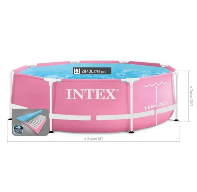 Каркасний басейн Intex Metal Frame 244x76 см розовый (IND-28290) - Фото 4 Каркасний басейн Intex Metal Frame 244x76 см розовый (IND-28290) - изображение 4