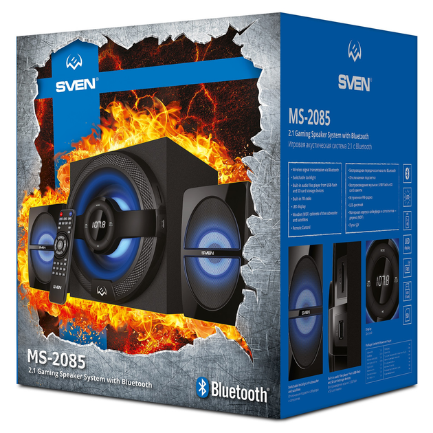 Акустична система SVEN MS-2085 Black 60 Вт, Bluetooth, FM-радіо, USB/SD (SV-020101) - зображення 5