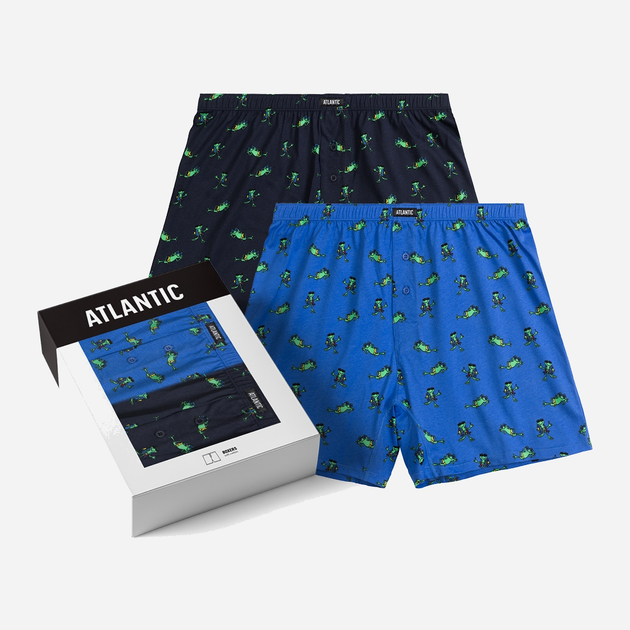 Набір трусів шортів чоловічих бавовняних Atlantic 2MBH-006 2XL 2 шт Темно-синій/блакитний (5907086001561) - зображення 1