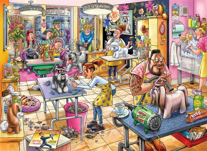 Пазл Jumbo Wasgij Mystery 23 - Pooch Parlour! 1000 елементів (1110100589) - изображение 3