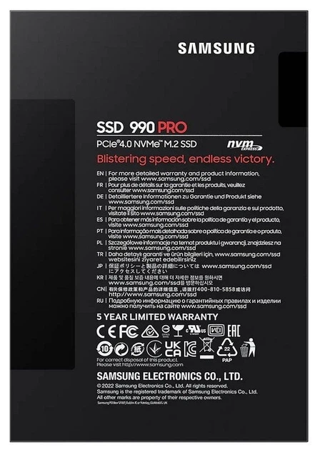 Накопитель SSD 2ТB Samsung 990 PRO M.2 2280 PCIe 4.0 x4 NVMe V