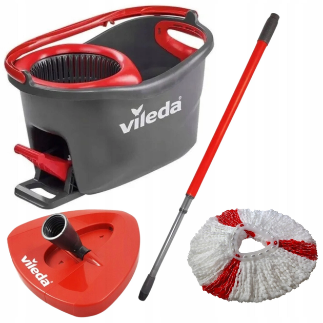 Набор для уборки Vileda Easy Wring & Clean Turbo 2 in 1 в комплекте телескопическая швабра из микрофибры, ведро с механическим отжимом (163422) - Фото 2 Набор для уборки Vileda Easy Wring & Clean Turbo 2 in 1 в комплекте телескопическая швабра из микрофибры, ведро с механическим отжимом (163422) - изображение 2