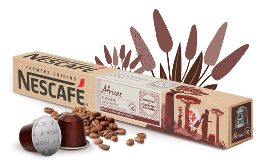 Кава в капсулах Nespresso Nescafé Africas Ristretto Farmers Origins 10 капсул - Фото 1 Кава в капсулах Nespresso Nescafé Africas Ristretto Farmers Origins 10 капсул - зображення 1