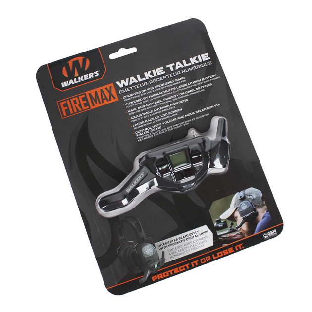 Рація Walker's FireMax Muff Walkie Talkie 22 каналу FRS, LCD підсвічування, Чорний (GWP-DFMWT) - Фото 2 Рація Walker's FireMax Muff Walkie Talkie 22 каналу FRS, LCD підсвічування, Чорний (GWP-DFMWT) - зображення 2