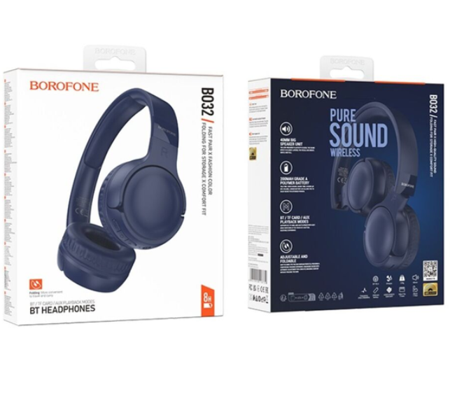 Беспроводные наушники Borofone BO32 blue - Фото 2 Беспроводные наушники Borofone BO32 blue - изображение 2
