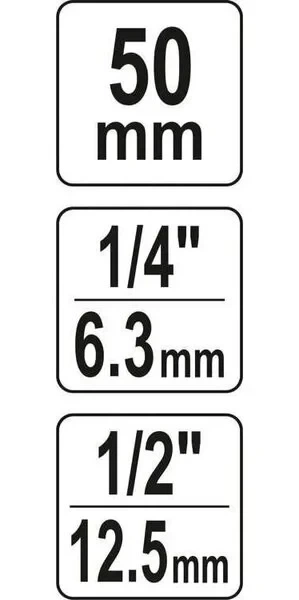 Переходник для ударных гайковертов YATO YT-04691: 1/2" x HEX-1/4", 50 мм - Фото 2 Переходник для ударных гайковертов YATO YT-04691: 1/2" x HEX-1/4", 50 мм - изображение 2