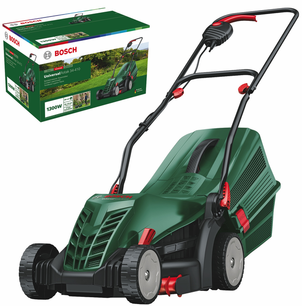 Мощная газонокосилка электрическая Bosch UniversalRotak 34-405 : 1.3 кВт, ширина захвата 34 см (06008A6401) - изображение 2