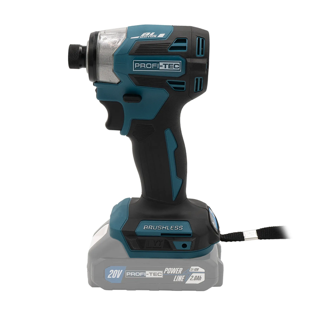 Мощный аккумуляторный импульсный винтоверт PROFI-TEC PID1820BL POWERLine: с АКБ 2шт 20V 2Ач, набор бит - изображение 3